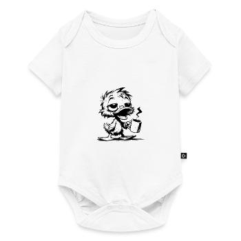 Putzige verschlafene Ente mit heissem Kaffee - Baby Premium Kurzarmbody - Weiß - Vorne