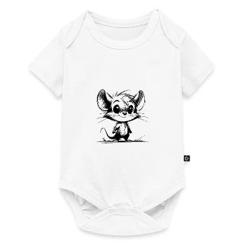Mouse Baby and Ears Drawing Style Pencil - Baby Premium short-sleeve bodysuit - white - Front