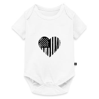 Herz mit USA Flagge Vintage Patriotisches Herz - Baby Premium Kurzarmbody - Weiß - Vorne