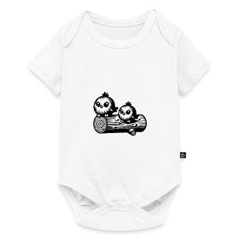 Cheerful Little Cute Birds in Cartoon Style - Baby Premium short-sleeve bodysuit - white - Front