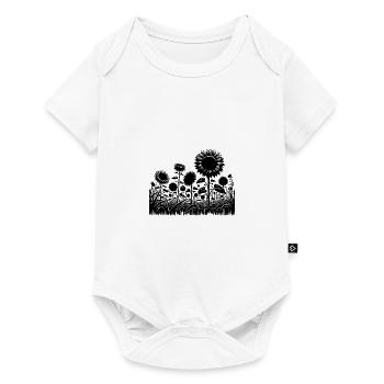 Blühende Sonnenblumen auf einem großen Feld - Baby Premium Kurzarmbody - Weiß - Vorne