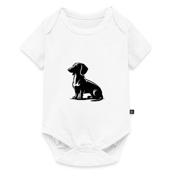 Treuer Dackel stilvolle Jagdhund Hundesilhouette - Baby Premium Kurzarmbody - Weiß - Vorne