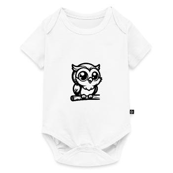 Child-friendly cartoon owl with big eyes - Baby Premium short-sleeve bodysuit - white - Front