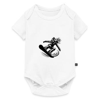 Wintersport Snowboarderin im Action Sprung - Baby Premium Kurzarmbody - Weiß - Vorne