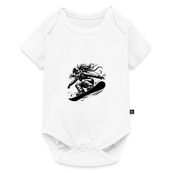 Powder snow and snowboarding - Baby Premium short-sleeve bodysuit - white - Front
