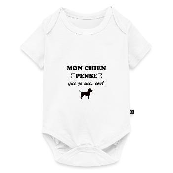mon chien pense que je suis cool t-shirt humour - Body à manches courtes Premium Bébé - blanc - Devant