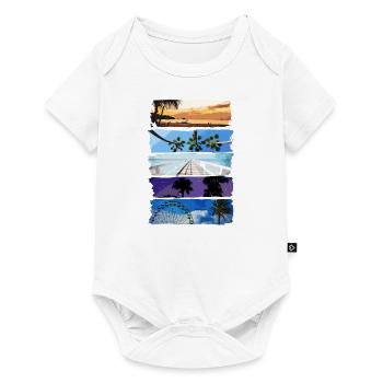 Palmiers et plage - Body à manches courtes Premium Bébé - blanc - Devant