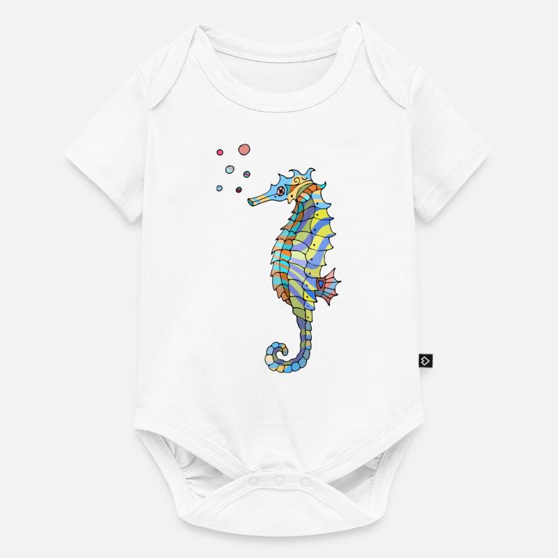 Seepferdchen - Baby Premium Kurzarmbody - Weiß