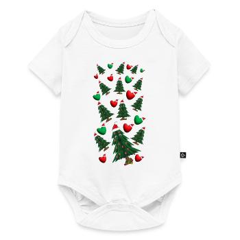 Weihnachtsbäume mit Herzen und Weihnachtsmützen. - Baby Premium Kurzarmbody - Weiß - Vorne
