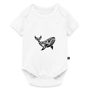Style de tatouage tribal élégant énorme baleine - Body à manches courtes Premium Bébé - blanc - Devant
