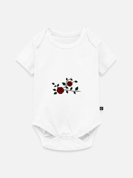 Rosenzweig mit Blüten - Baby Premium Kurzarmbody - Weiß
