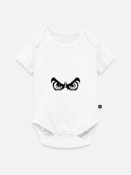 Augen mit starrem beobachtendem Blick - Baby Premium Kurzarmbody - Weiß