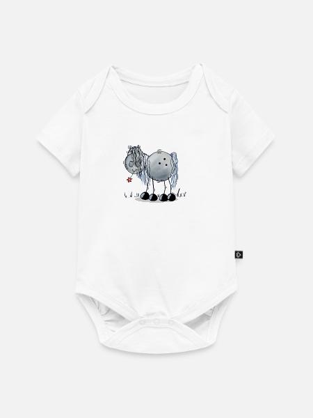 Pferd mit Blume - Baby Premium Kurzarmbody - Weiß