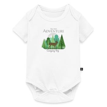 Adventure camping trip travel nature mountains - Baby Premium Kurzarmbody - Weiß - Vorne