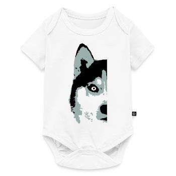 Dog White Husky Half Face Head Nice Cool - Baby Premium short-sleeve bodysuit - white - Front