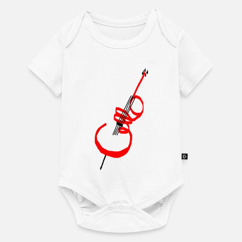 Lettrage violoncelle rouge - Body à manches courtes Premium Bébé - blanc