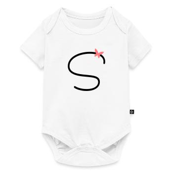 Lettre S Papillon Lettre - Body à manches courtes Premium Bébé - blanc - Devant