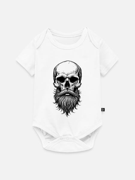Skull mit Bart - Baby Premium Kurzarmbody - Weiß