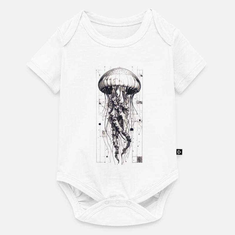 Méduses Technok Noires et Blanches - Body à manches courtes Premium Bébé - blanc