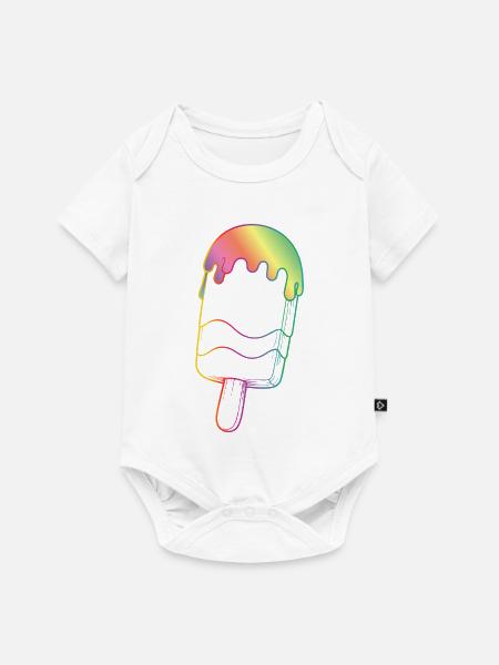 Regenbogen Eis Outline Neon Style - Baby Premium Kurzarmbody - Weiß