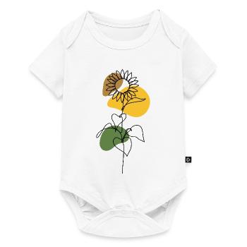 Sonnenblumen Linienkunst Design - Baby Premium Kurzarmbody - Weiß - Vorne
