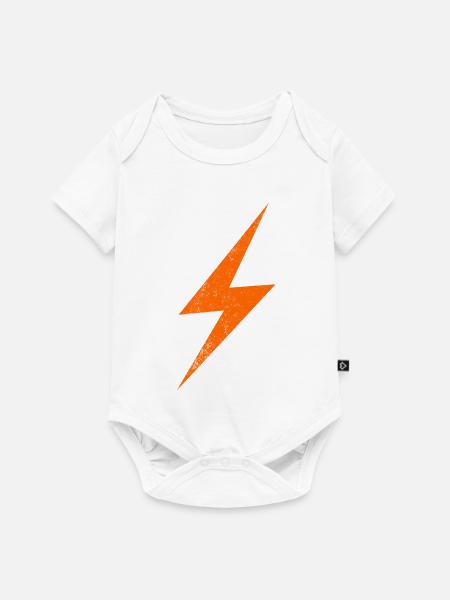 Oranger Blitz-Silhouette - Baby Premium Kurzarmbody - Weiß