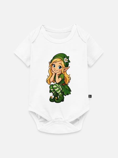Grüne Elfenfreundin Illustration - Baby Premium Kurzarmbody - Weiß