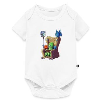 Monster at a cozy reading evening - Baby Premium short-sleeve bodysuit - white - Front