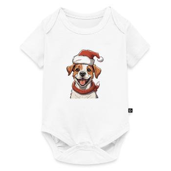 Merry Christmas Cute Dog Puppy Face - Baby Premium short-sleeve bodysuit - white - Front