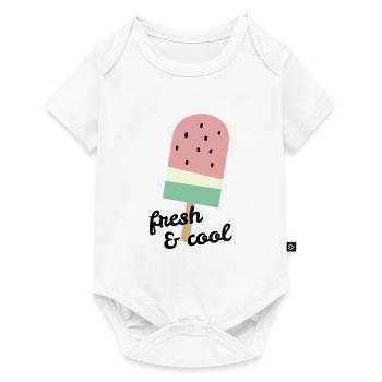 Popsicles à la pastèque avec slogan frais & cool - Body à manches courtes Premium Bébé - blanc - Devant