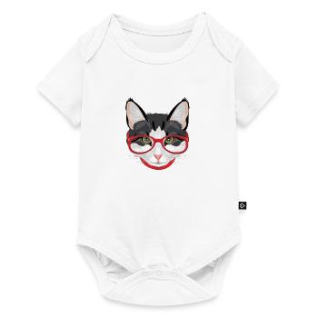 Funny cat with red glasses - Baby Premium short-sleeve bodysuit - white - Front