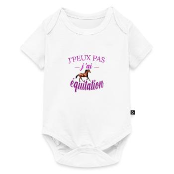 j peux pas j ai équitation tee shirt cheval fille - Body à manches courtes Premium Bébé - blanc - Devant