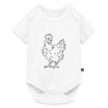 Poulet drôle olive graphique ferme animaux volaille - Body à manches courtes Premium Bébé - blanc - Devant
