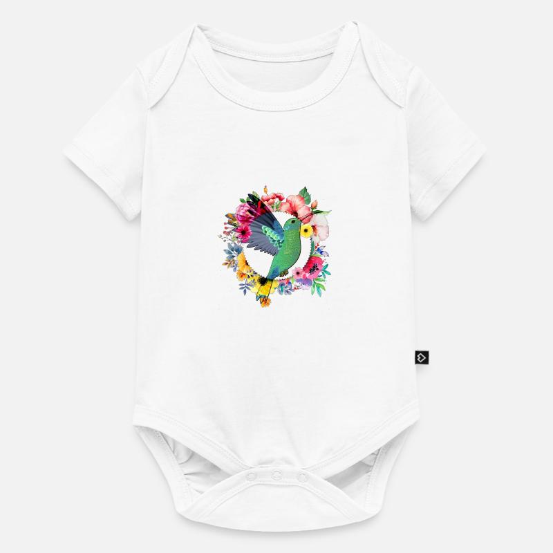 Colibri fleurs fleurs bouquet - Body à manches courtes Premium Bébé - blanc