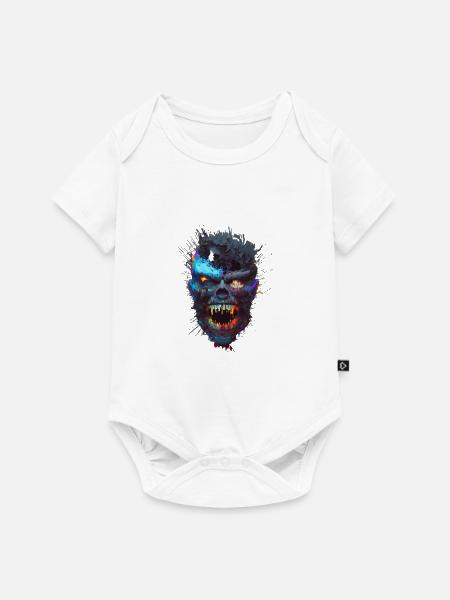 Glitch Monster Schädel - Baby Premium Kurzarmbody - Weiß