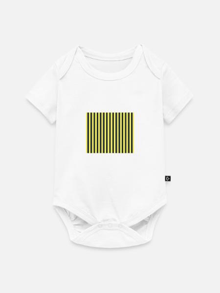Stripes Navy Gelb - Baby Premium Kurzarmbody - Weiß