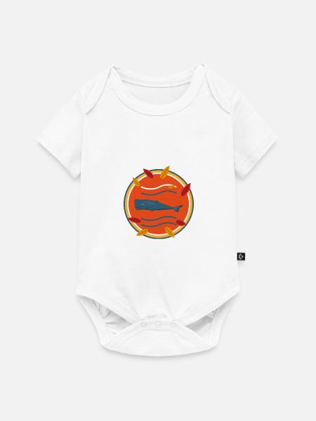 Pottwal mit Herbstblättern. - Baby Premium Kurzarmbody - Weiß