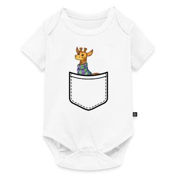 Pocket Animal - Cheerful Giraffe with Colorful Scarf - Baby Premium short-sleeve bodysuit - white - Front
