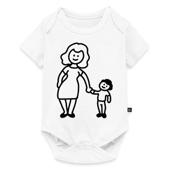 Mutter / Oma + Kind - Line - Baby Premium Kurzarmbody - Weiß - Vorne