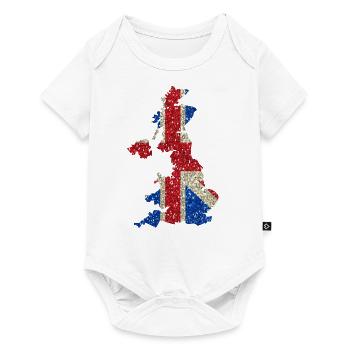 Grande carte Bretagne drapeau Glitter fierté locale - Body à manches courtes Premium Bébé - blanc - Devant