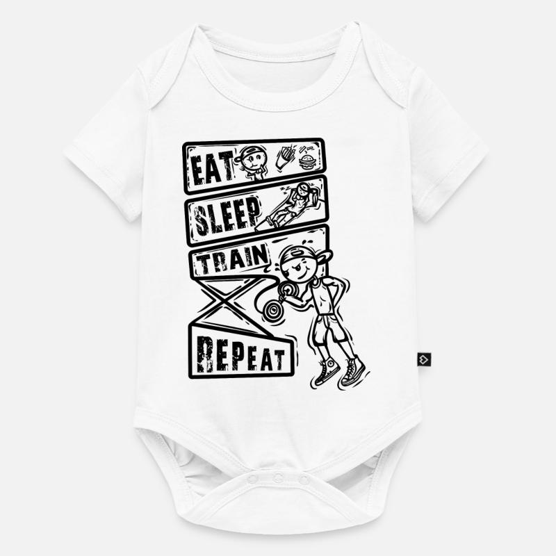 Mangez Sleep Train Repeat - Idée de cadeau de conception de gymnastique - Body à manches courtes Premium Bébé - blanc
