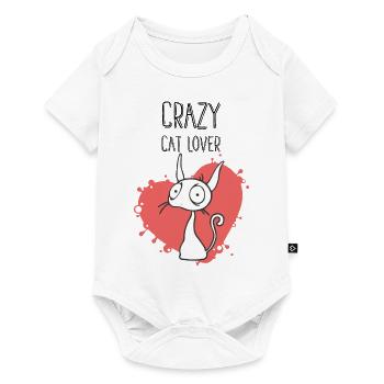 Funny cat with the saying: CRAZY CAT LOVER - Baby Premium short-sleeve bodysuit - white - Front