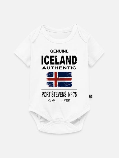 Iceland Flag Logo - Baby Premium Kurzarmbody - Weiß