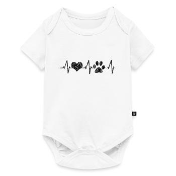 Herzschlag Herzfrequenz Hunde Vierbeiner Pfote - Baby Premium Kurzarmbody - Weiß - Vorne