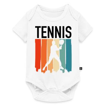 Joueur de tennis rétro tennis vintage - Body à manches courtes Premium Bébé - blanc - Devant