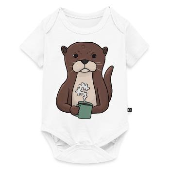 Mürrischer Otter with coffee morning muffle - Baby Premium short-sleeve bodysuit - white - Front