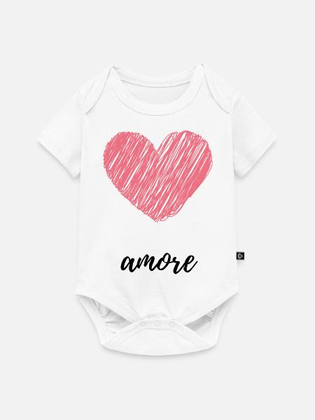 Amore - Baby Premium Kurzarmbody - Weiß
