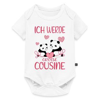 Cousine Ich werde große Cousine Cousinen Pandas - Baby Premium Kurzarmbody - Weiß - Vorne