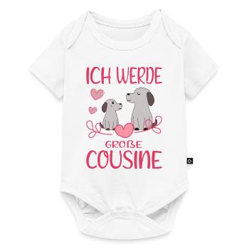 Cousine Ich werde große Cousine Hunde Cousinen - Baby Premium Kurzarmbody - Weiß - Vorne