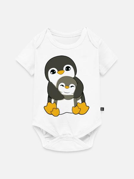 Pinguin Umarmen - Baby Premium Kurzarmbody - Weiß